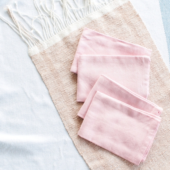 Hand Loomed Blush Pink Cotton Napkins Set of Four - Picture 2 of 4